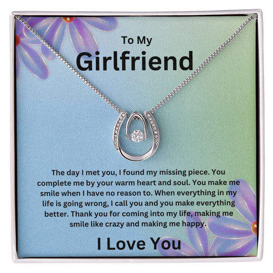 To My Girlfriend - The Day I Met You - Lucky in Love Necklace